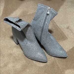 Silver Glitter Ankle Boots